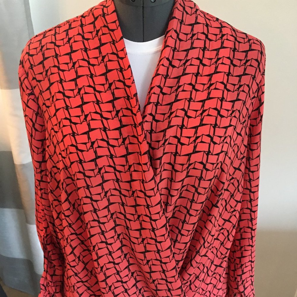Pleione  - Surplice Roll Sleeve High/Low Blouse